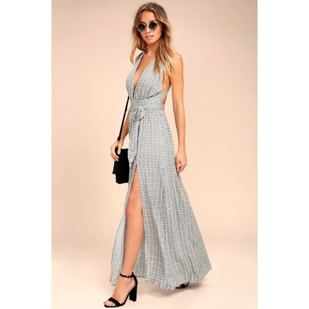 Lulus Casablanca Queen Black And White Print Maxi Dress - Size S